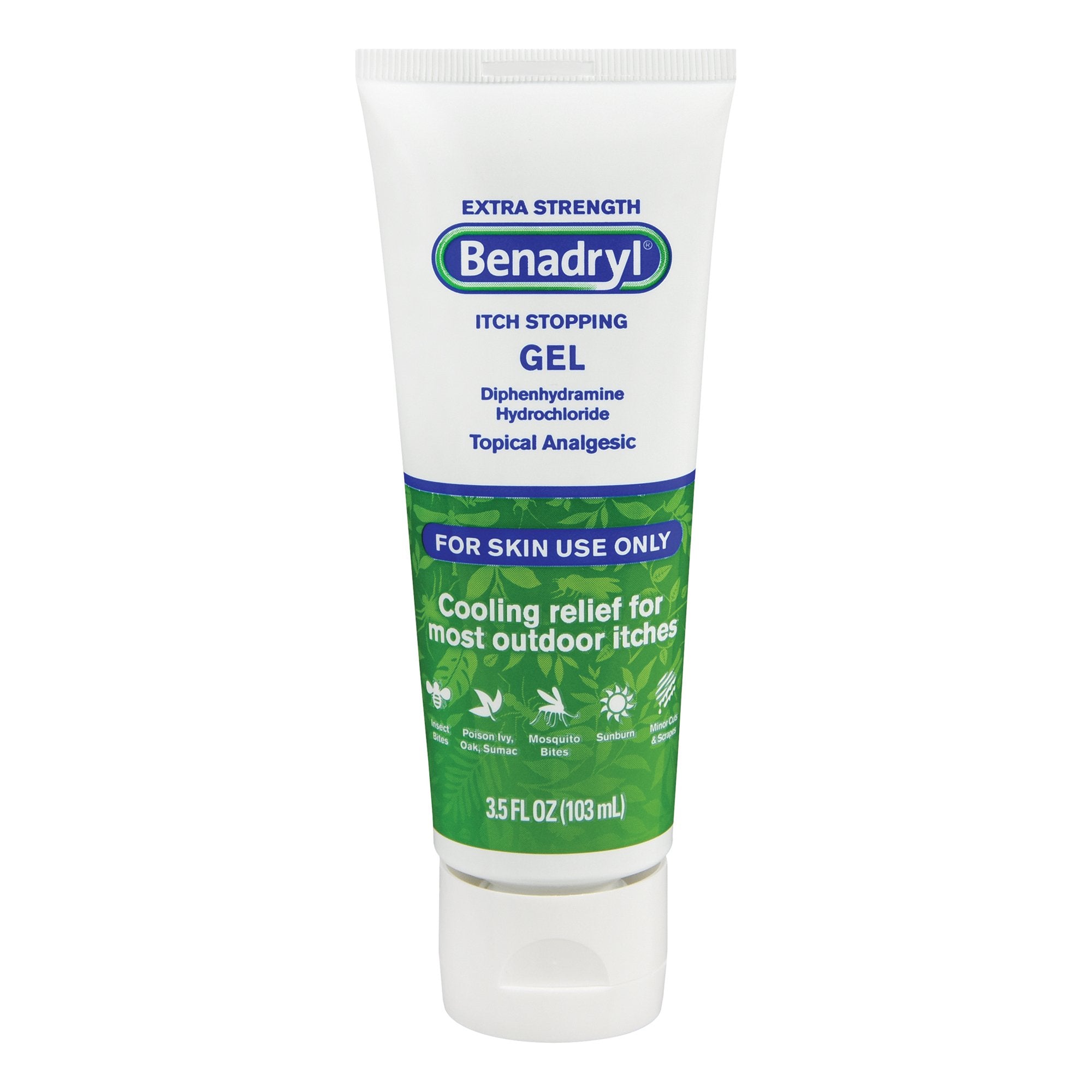Benadryl Diphenhydramine / Zinc Acetate Itch Relief-Itch Relief Benadryl 2% Strength Gel 4 oz. Tube