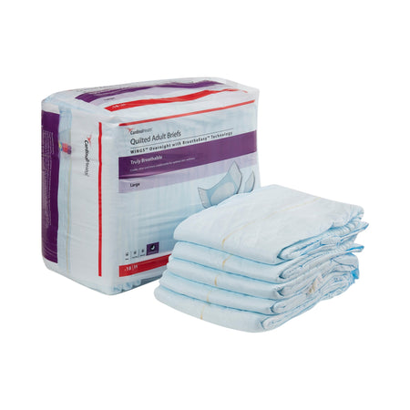 Wings Overnight Absorbency Incontinence Brief, Large-Unisex Adult Incontinence Brief Wings Overnight Quilted Large Disposable Heavy Absorbency
