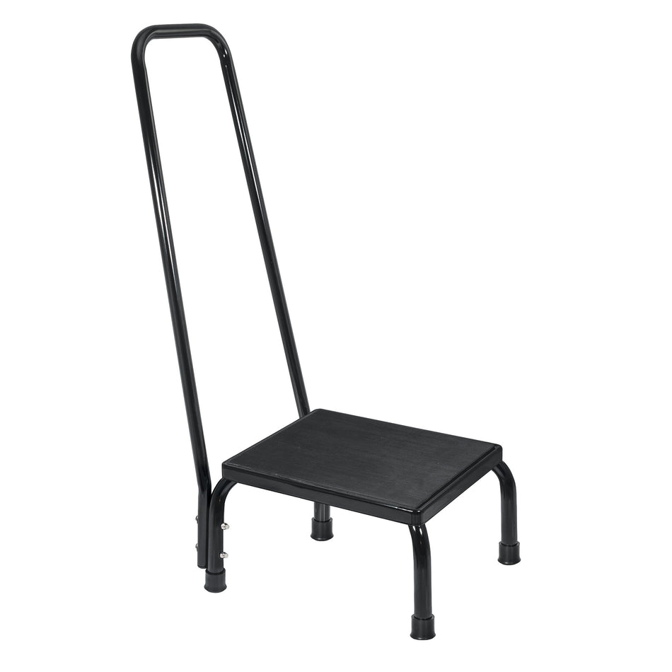 McKesson Step Stool with Hand Rail-Step Stool with Handrail McKesson 1 Step Powder Coated Steel Frame 8-3/4 Inch Step Height