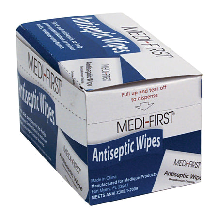 Medi First Sanitizing Skin Wipe-First Aid Kit Refill Antiseptic Skin Towelette Medi-First Individual Packet Scented 20 Count