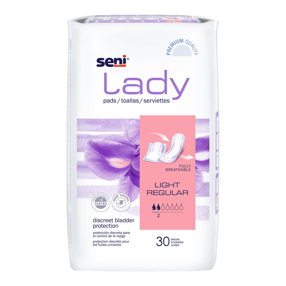 Seni Lady Light Pads, Regular-Bladder Control Pad Seni Lady Light 8.9 Inch Length Light Absorbency Super Absorbent Core One Size Fits Most