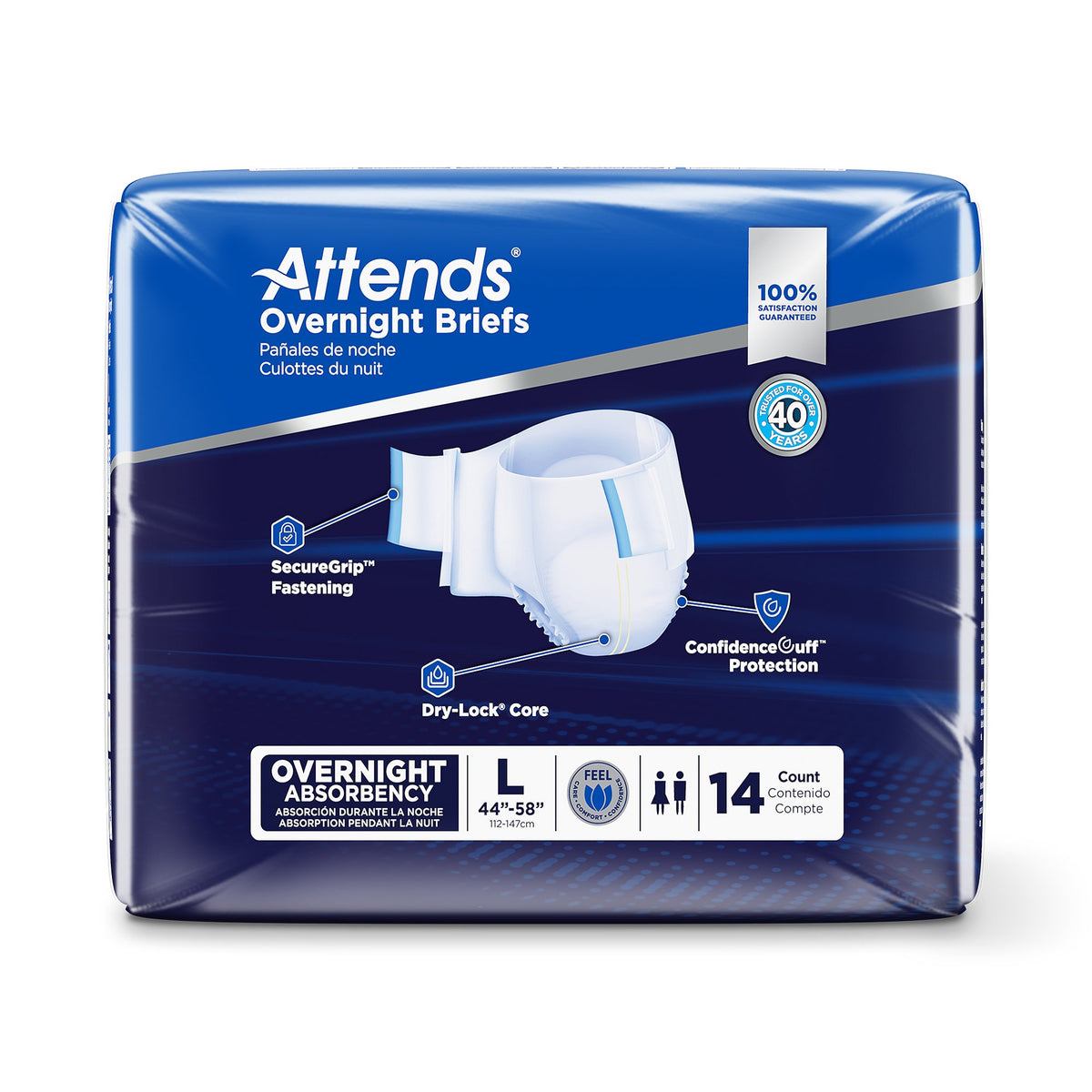 Attends® Briefs with Overnight Protection, Large - Incontinence>Adult Briefs and Protective Undergarments - Attends Health...