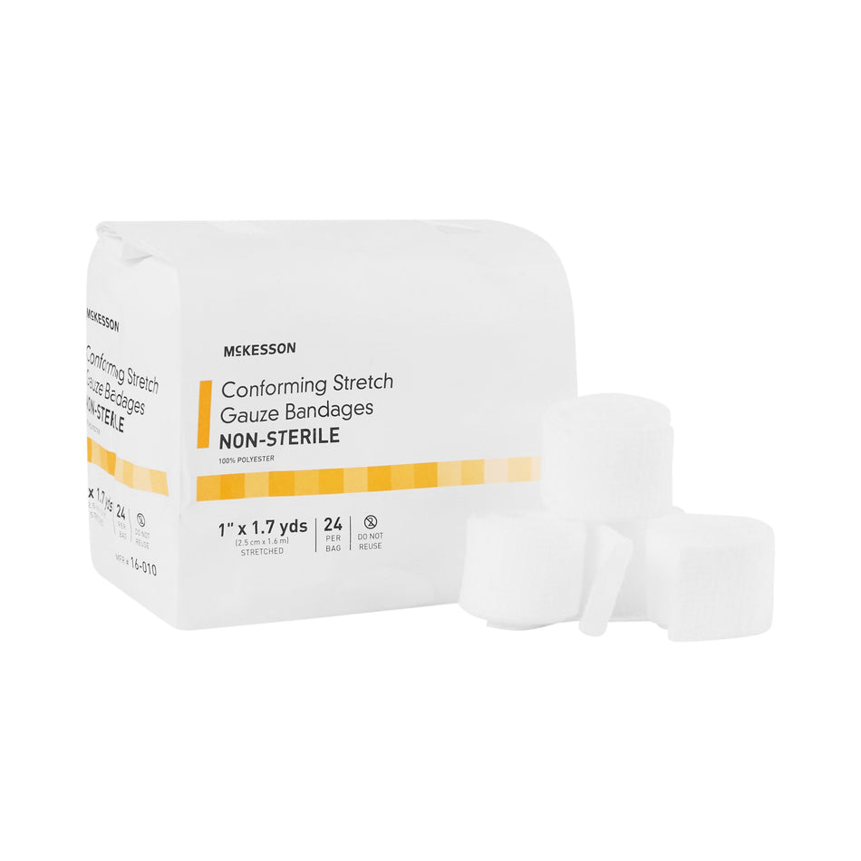 McKesson Conforming Bandage, 1 Inch x 1-7/10 Yard-Conforming Bandage McKesson 1 Inch X 1-7/10 Yard NonSterile 24 per Pack