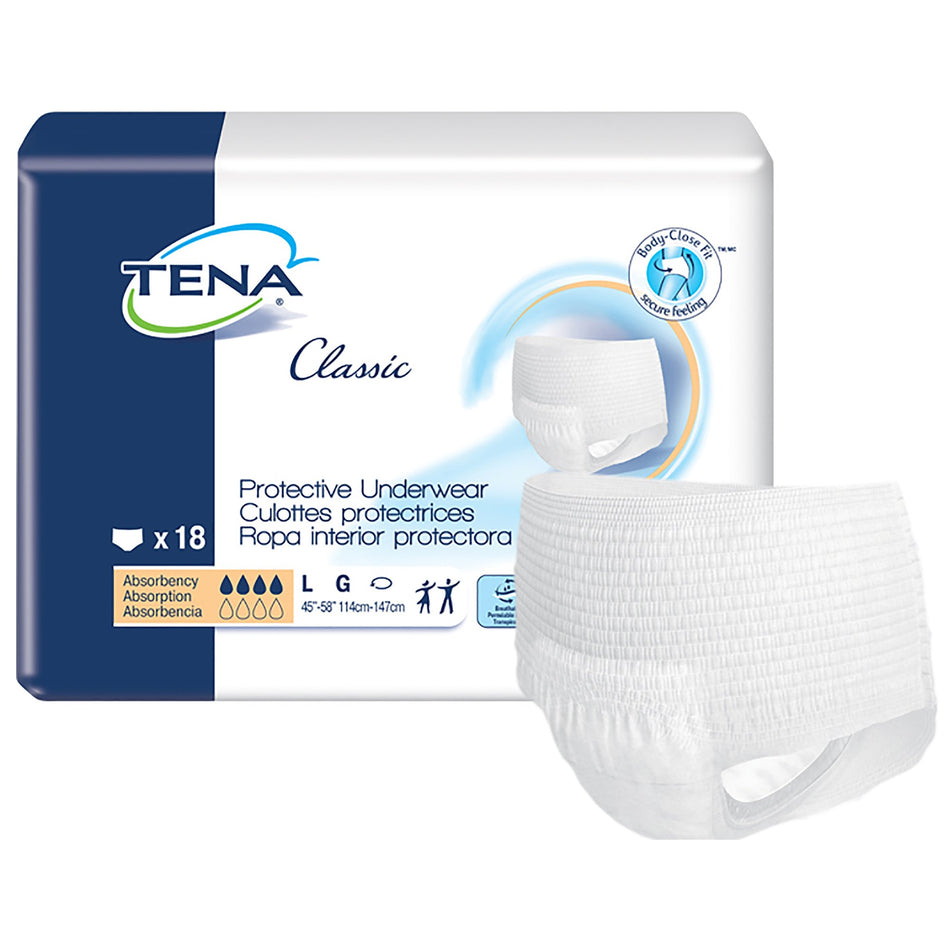 Tena Classic Absorbent Underwear, Large-Unisex Adult Absorbent Underwear TENA Classic Pull On with Tear Away Seams Large Disposable Moderate Absorbency