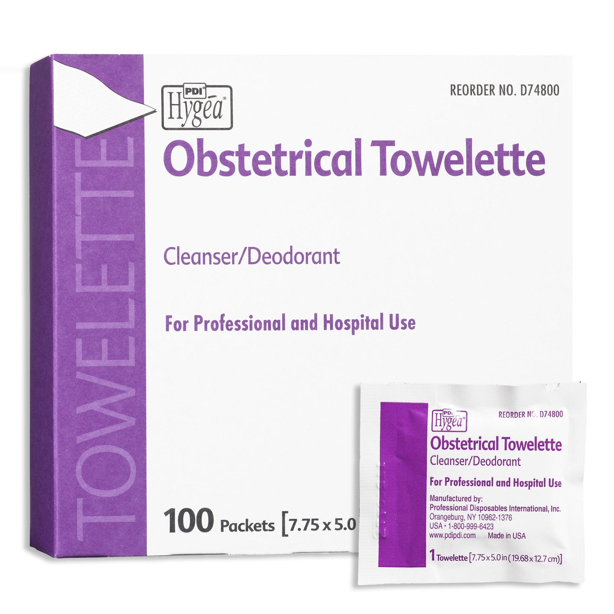 Hygea Scented Obstetrical Towelette, Individual Pack-Obstetrical Cleansing Towelette Hygea Individual Packet Scented 100 Count