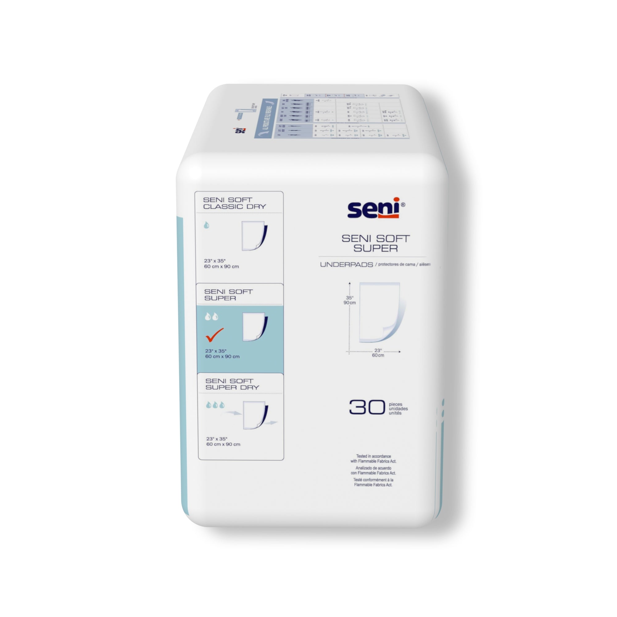 Seni Soft Super Underpad, Level 2 Absorbency-Disposable Underpad Seni Soft Super 23 X 35 Inch Cellulose Pulp Moderate Absorbency