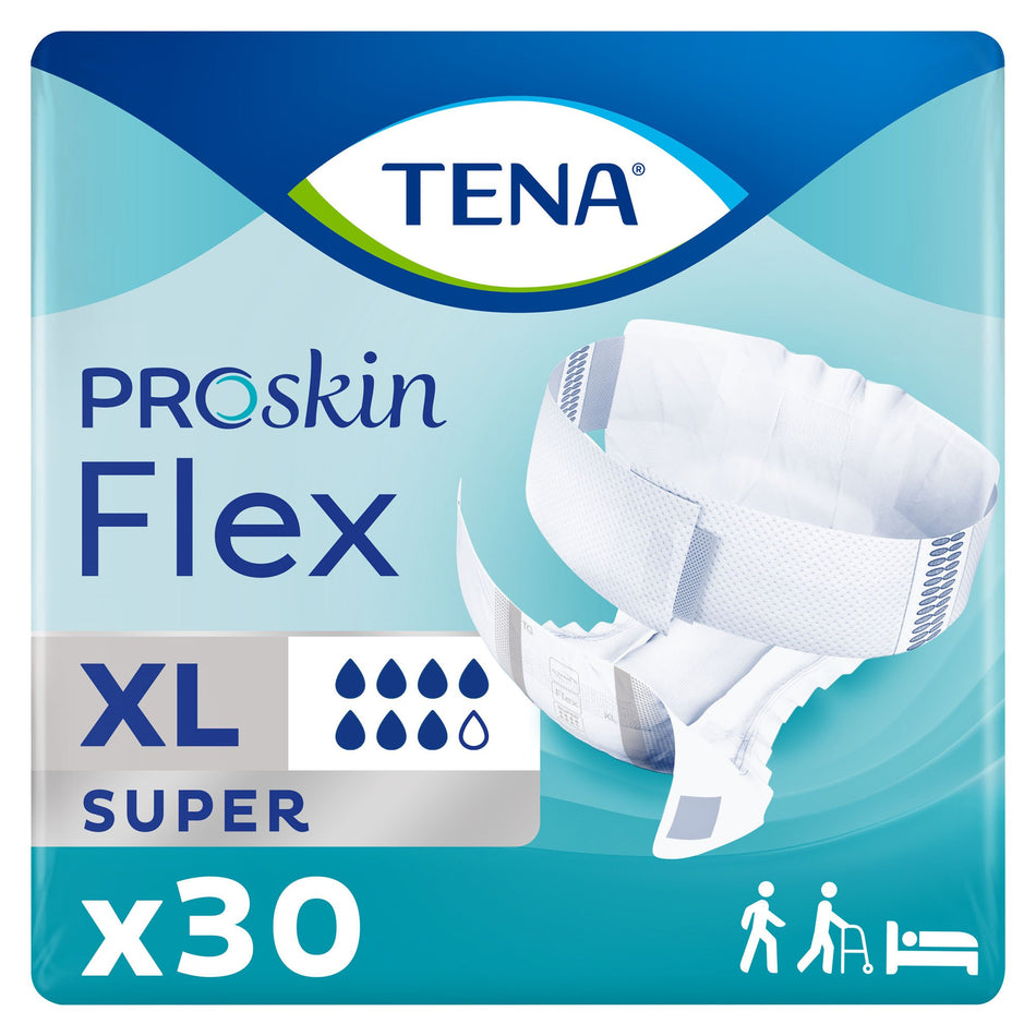 Tena Flex Super Belted Incontinence Briefs, Extra Large-Unisex Adult Incontinence Belted Undergarment TENA ProSkin Flex Super Size 20 Disposable Heavy Absorbency