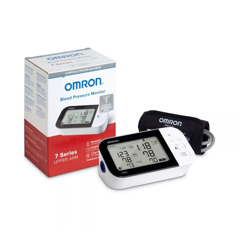 Omron 7 Series Digital Blood Pressure Monitoring Unit for Home Use, Adult Cuff-Home Automatic Digital Blood Pressure Monitor Omron7 Series Wide Range Nylon Cuff 23 - 43 cm Desk Model