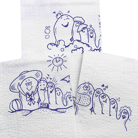 McKesson Nonsterile White / Blue Cartoon Toes Procedure Towel, 13 x 18 Inch-Procedure Towel McKesson 13 W X 18 L Inch White / Blue Cartoon Toes NonSterile