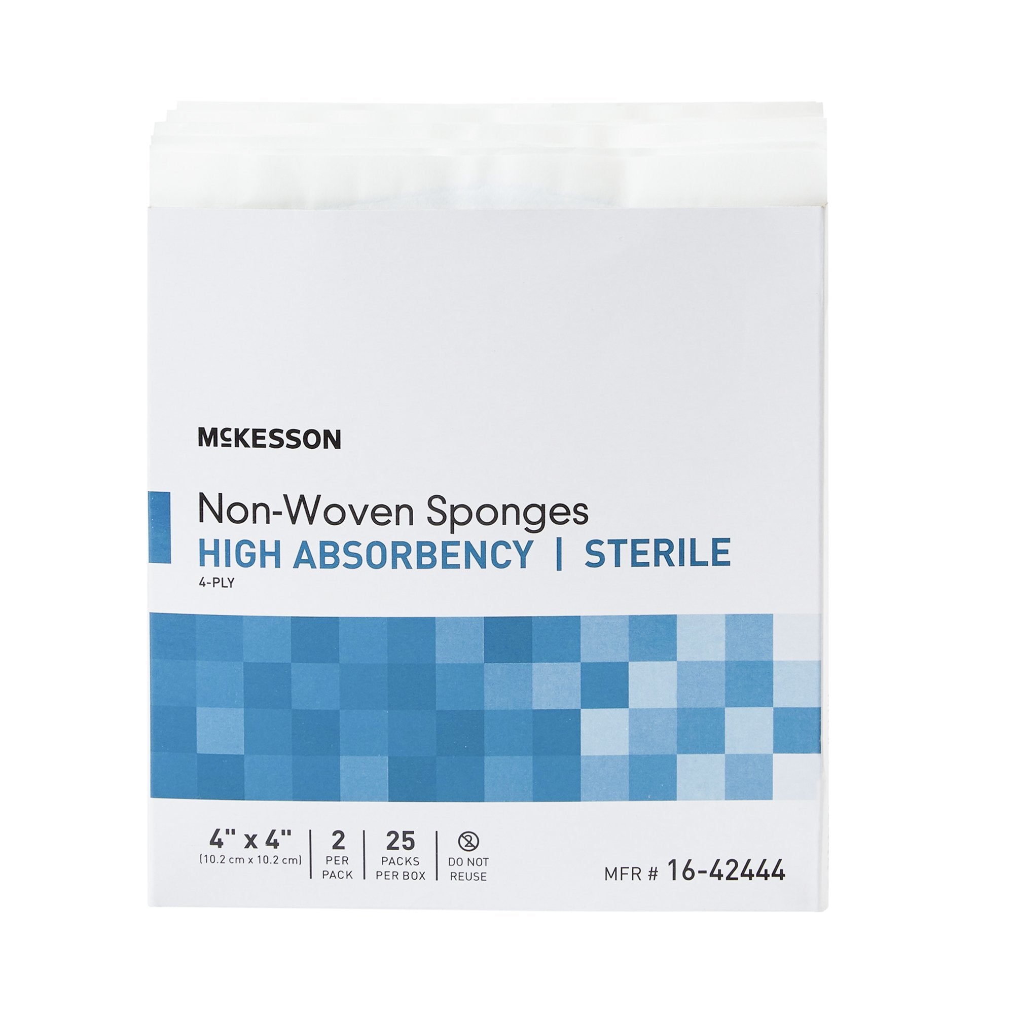 McKesson Sterile Nonwoven Sponge, 4 x 4 Inch, 4-Ply-Nonwoven Sponge McKesson 4 X 4 Inch 4-Ply Sterile 2 per Pack