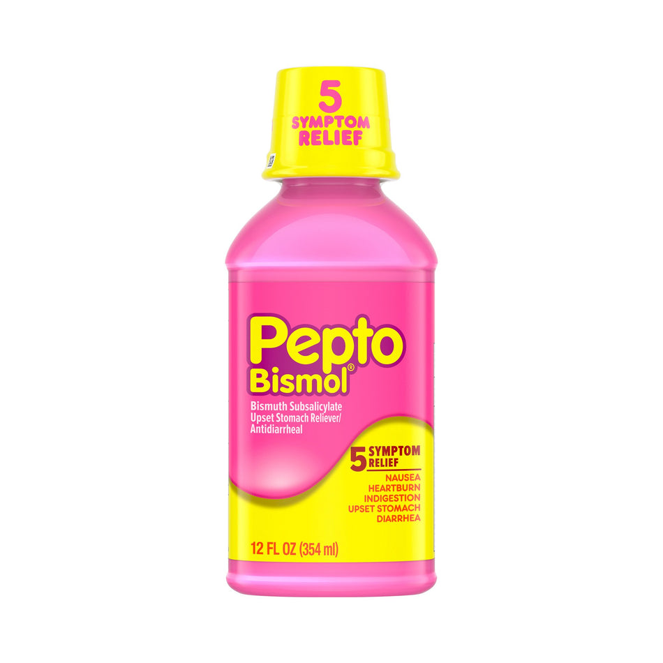 Pepto Bismol Bismuth Subsalicylate Anti-Diarrheal-Anti-Diarrheal Pepto Bismol 262 mg Strength Liquid 12 oz.