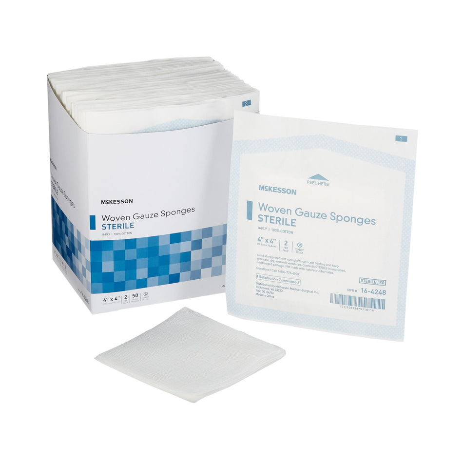 McKesson Sterile Gauze Sponge, 4 x 4 Inch, 8-Ply-Gauze Sponge McKesson 4 X 4 Inch 8-Ply Sterile 2 per Pack