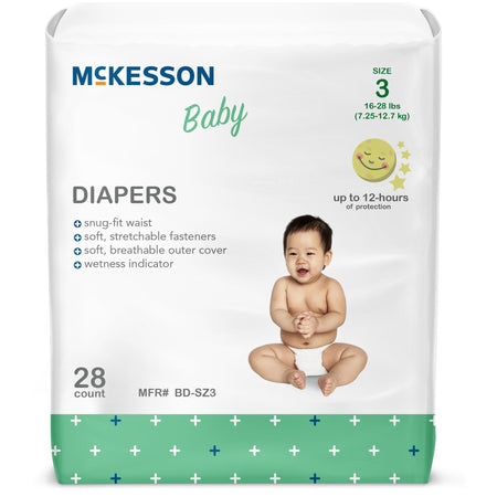 McKesson Baby Diapers, Size 3 for Babies weighing 16 – 28 lbs. - Incontinence>Pediatric Diapers and Training Pants - McKes...