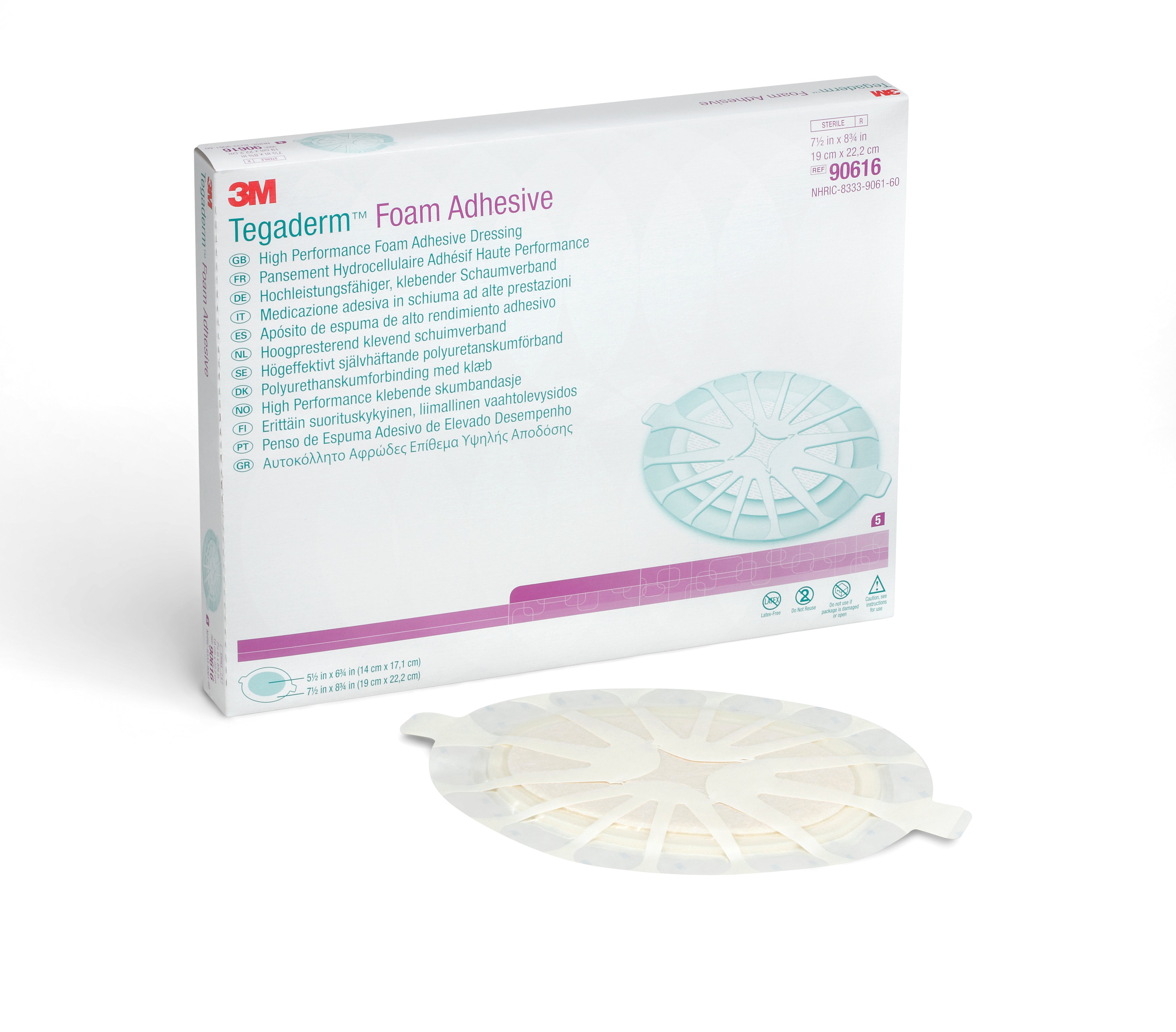 3M Tegaderm High Performance Adhesive with Border Foam Dressing, 7 x 8 Inch Oval-Foam Dressing 3M Tegaderm High Performance 7-1/2 X 8-3/4 Inch With Border Film Backing Acrylic Adhesive Oval Sterile