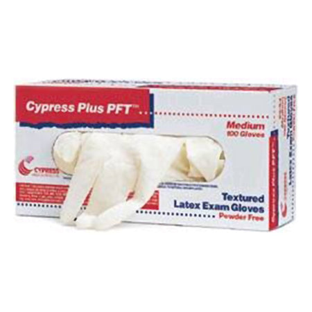 Cypress Plus PFT Latex Exam Glove, Large, Ivory-Exam Glove Cypress Plus PFT Large NonSterile Latex Standard Cuff Length Fully Textured Ivory Not Rated