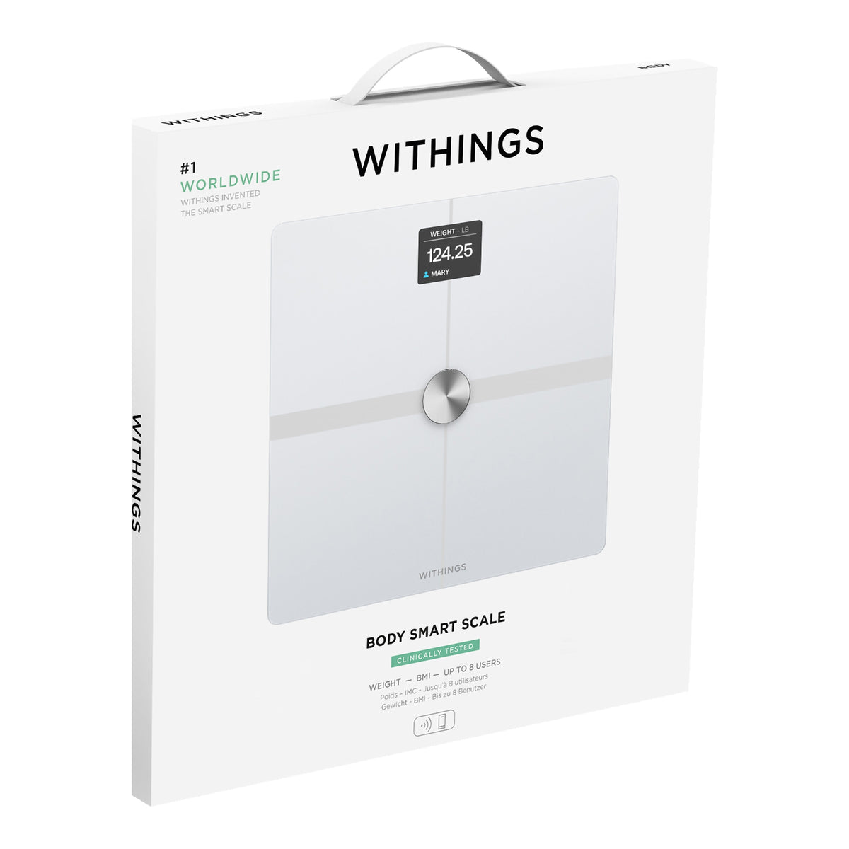 Withings Body Smart Wi-Fi Smart Scale, White-Total Body Composition Analyzer Step On Withings LCD Display 5 -> 200kg (9 -> 440lb) White