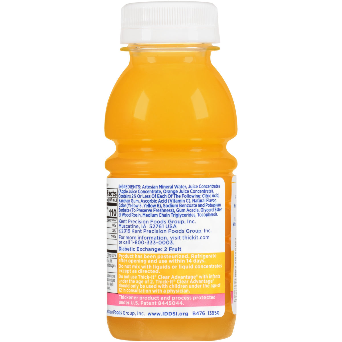 Thick-It Clear Advantage Nectar Consistency Orange Thickened Beverage, 8 oz. Bottle-Thickened Beverage Thick-It Clear Advantage 8 oz. Bottle Orange Flavor Liquid IDDSI Level 2 Mildly Thick