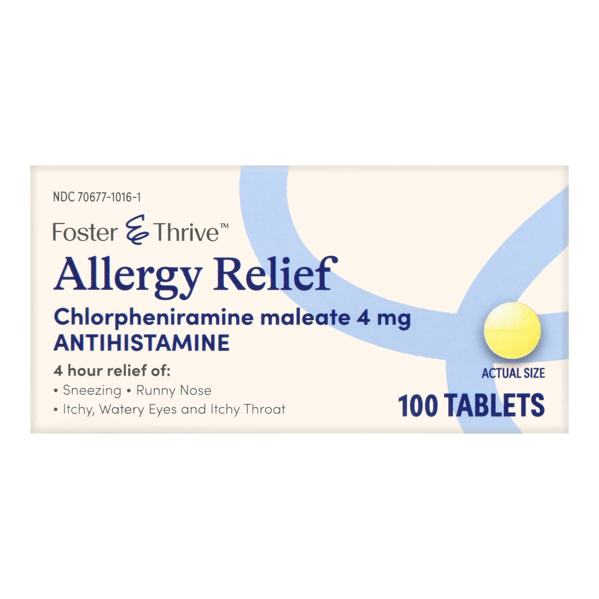 Foster & Thrive Allergy Relief Chlorpheniramine Maleate 4 mg Tablets-Allergy Relief Foster & Thrive 4 mg Strength Tablet 100 per Bottle
