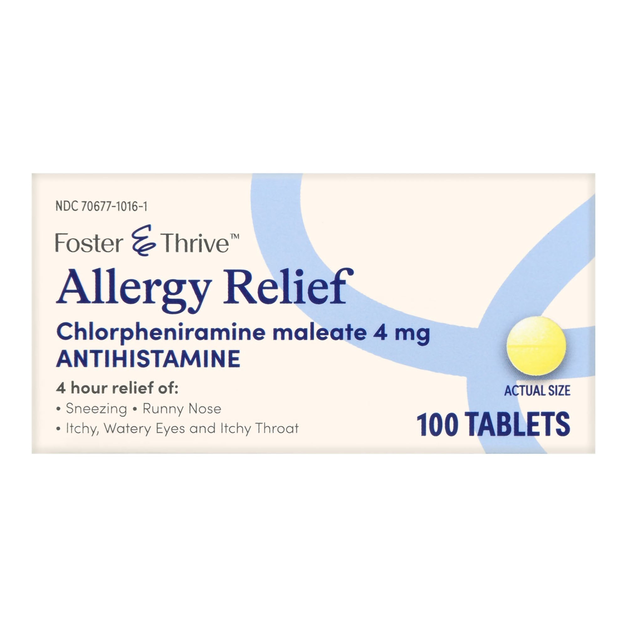 Foster & Thrive Allergy Relief Chlorpheniramine Maleate 4 mg Tablets-Allergy Relief Foster & Thrive 4 mg Strength Tablet 100 per Bottle