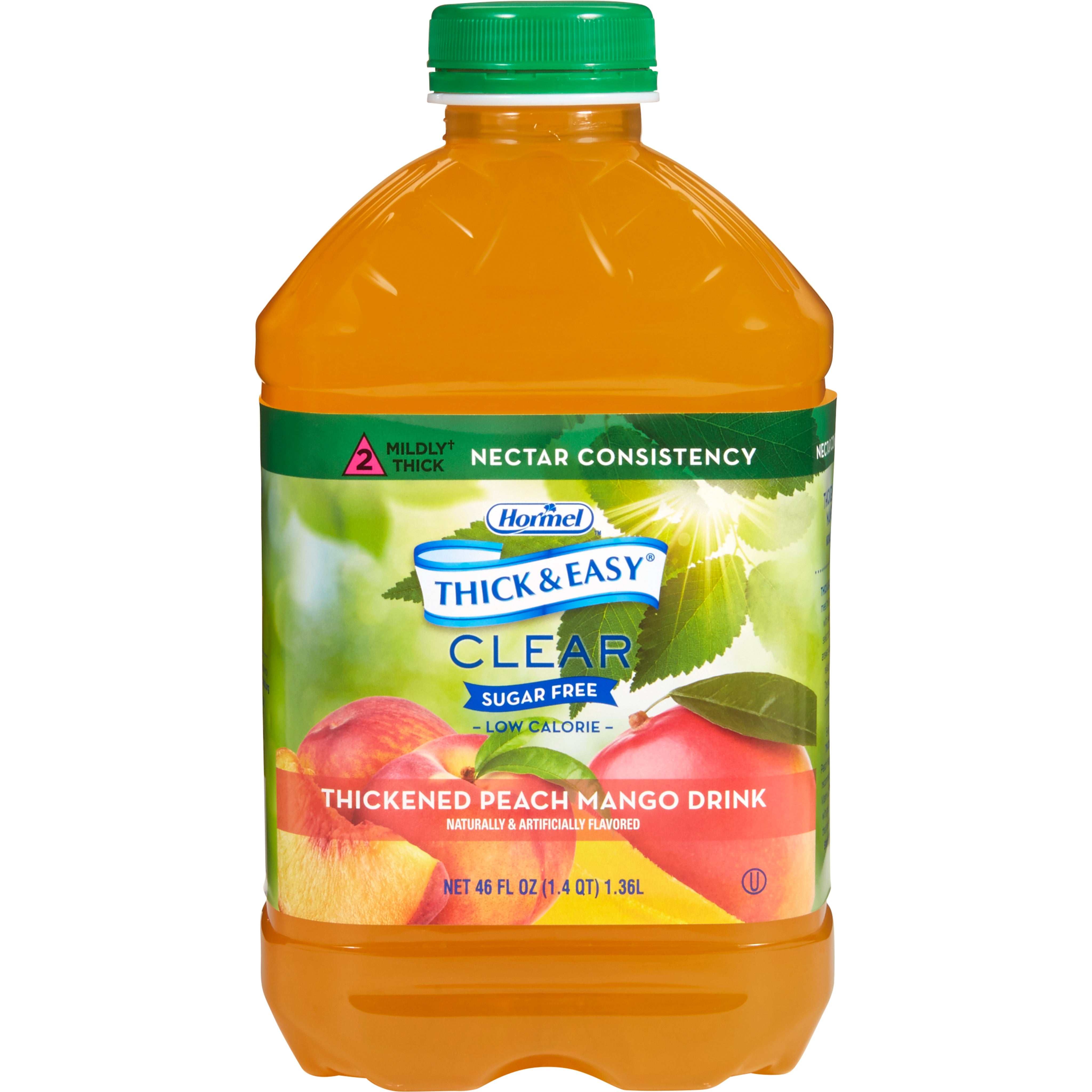 Thick & Easy Sugar Free Nectar Consistency Peach Mango Thickened Beverage, 46-ounce bottle-Thickened Beverage Thick & Easy Clear 46 oz. Bottle Peach Mango Flavor Liquid IDDSI Level 2 Mildly Thick