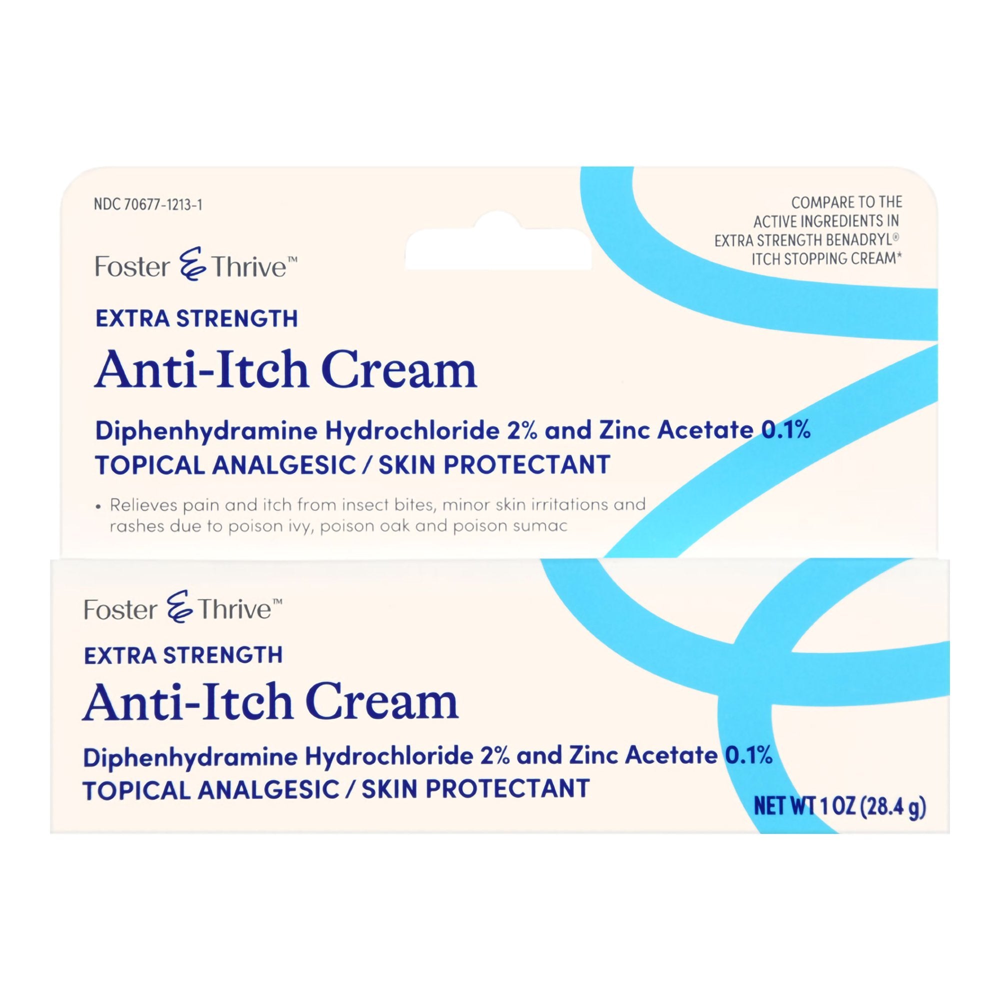 Foster & Thrive 2% Diphenhydramine HCl Itch Relief Cream-Itch Relief Foster & Thrive 2% - 0.1% Strength Cream 1 oz. Tube