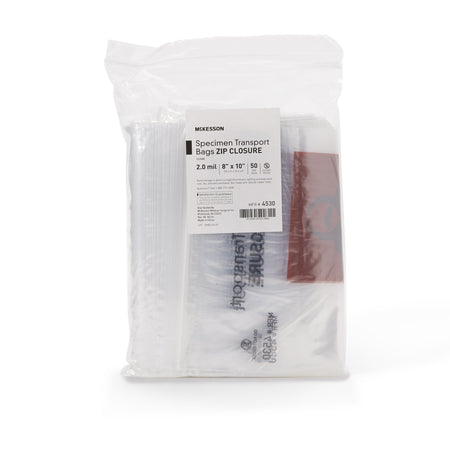 McKesson Specimen Transport Bag, Zip Closure, 8 x 10 Inch-Specimen Transport Bag McKesson 8 X 10 Inch Zip Closure Biohazard Symbol / Storage Instructions NonSterile