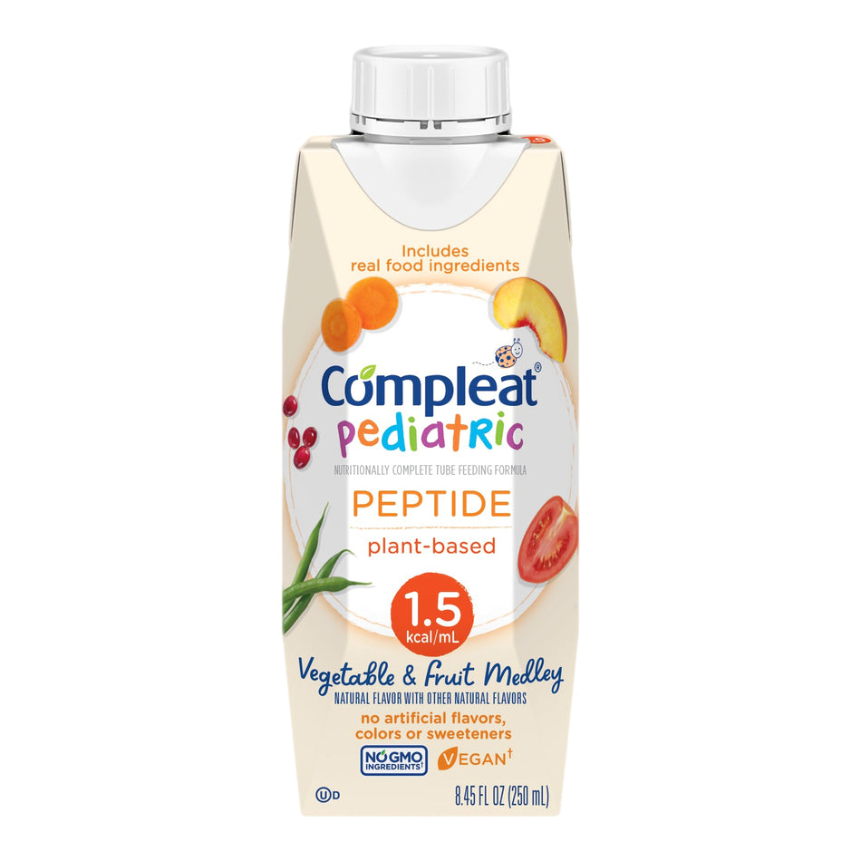 Compleat� Peptide 1.5 Nutritionally Complete Tube Feeding Formula, 8.45-ounce carton-Pediatric Tube Feeding Formula Compleat� Peptide 1.5 Vegetable / Fruit Medley 8.45 oz. Carton Liquid Plant and Peptide Based