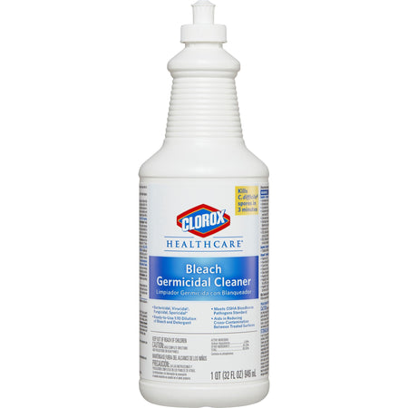 Clorox Healthcare Bleach Germicidal Cleaner, Bottle, 32 oz.-Clorox Healthcare Bleach Germicidal Surface Disinfectant Cleaner Manual Squeeze Liquid 32 oz. Bottle Fruity Floral Bleach Scent NonSterile