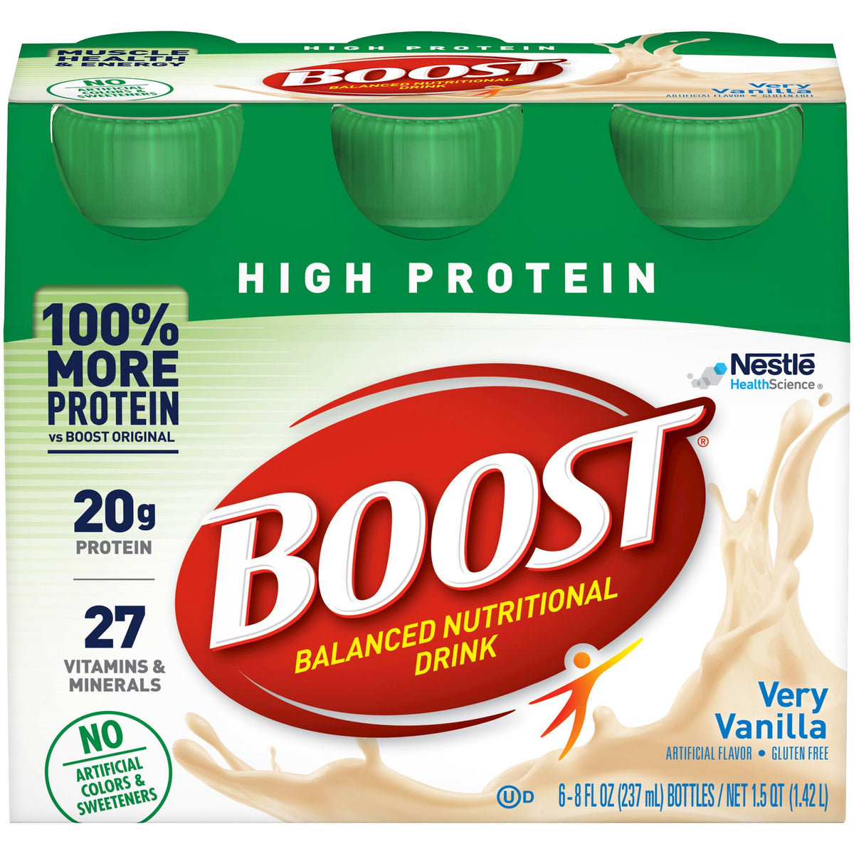 Boost High Protein Vanilla Complete Nutritional Drink, 8 oz. Bottle-Oral Supplement Boost High Protein Very Vanilla Flavor Liquid 8 oz. Bottle