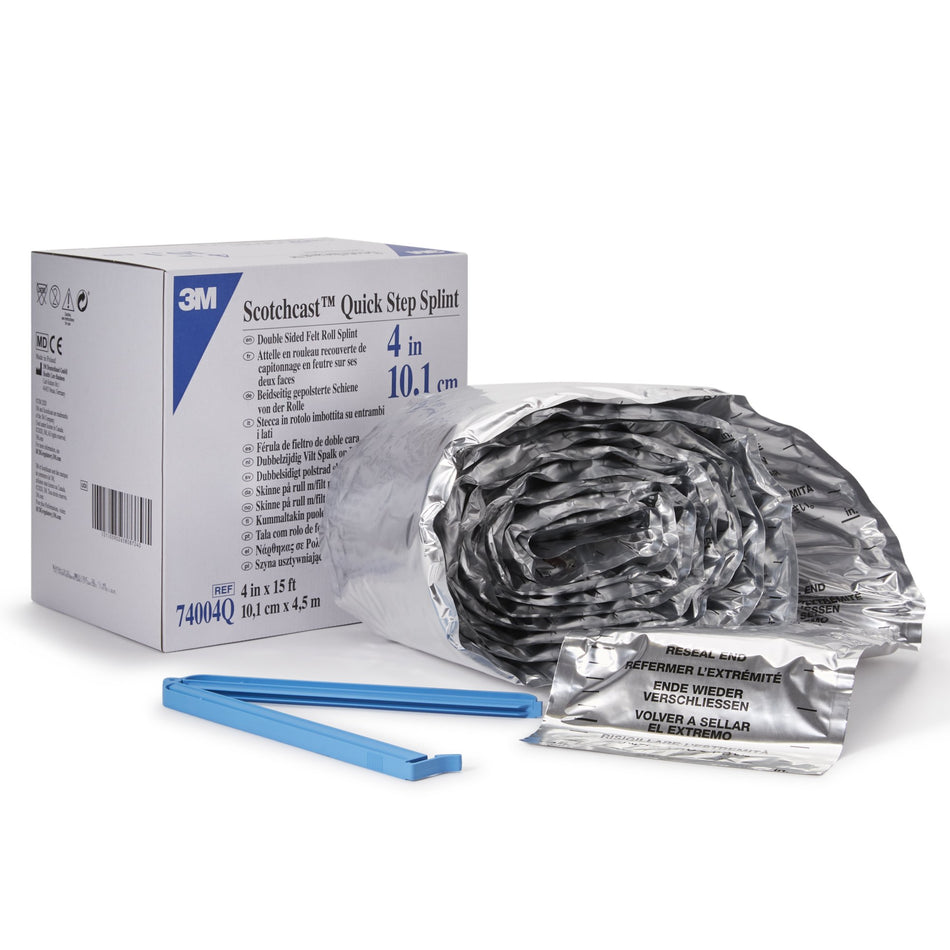 3M Scotchcast Quick Step Double Sided Felt Splint Roll, 4 Inch x 15 Foot-Padded Splint Roll 3M Scotchcast Quick Step Double Sided Felt 4 Inch X 15 Foot Felt / Fiberglass White