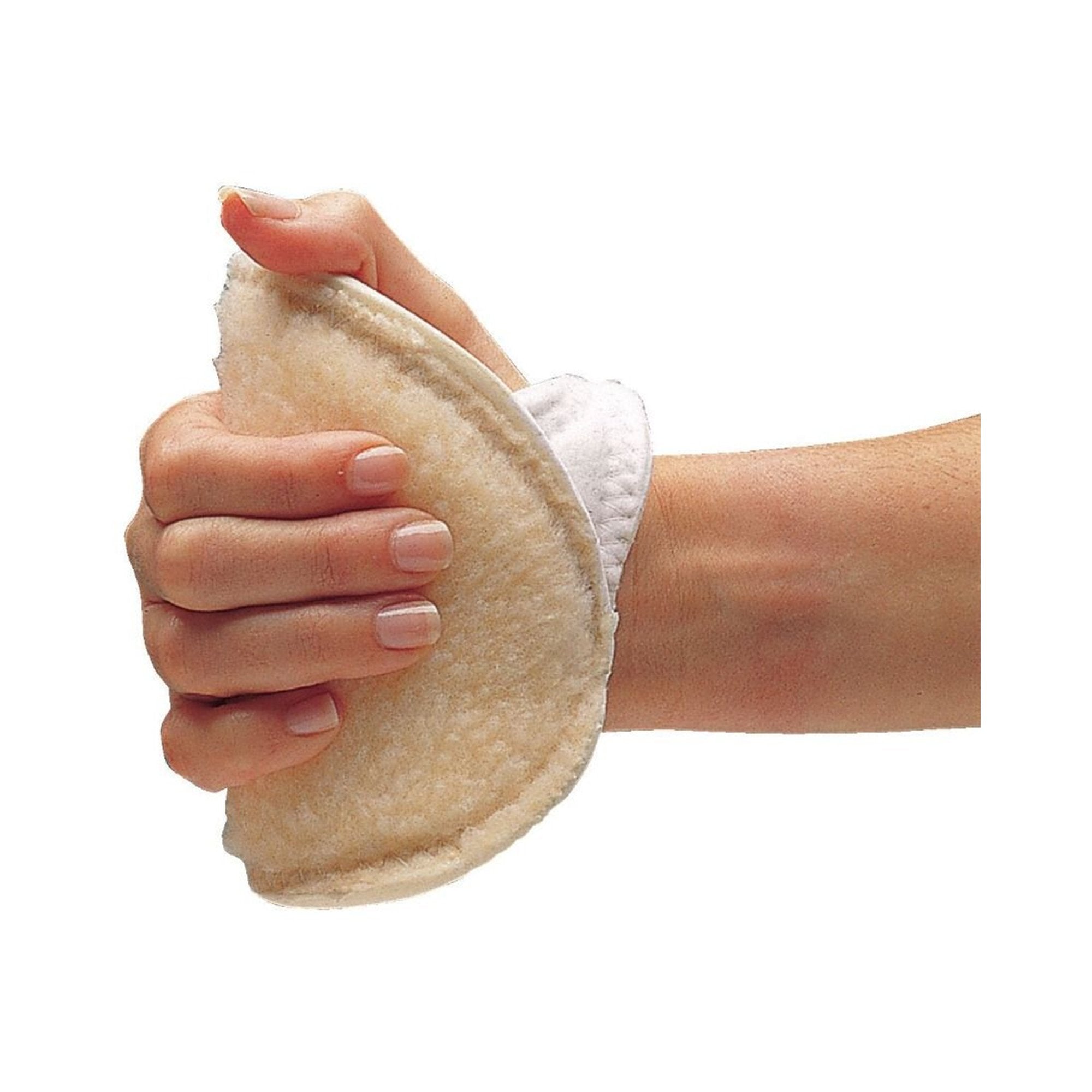 Rolyan Left Palm Protector-Palm Protector Rolyan Foam / Sherpa Fabric Left Hand Cream / White One Size Fits Most