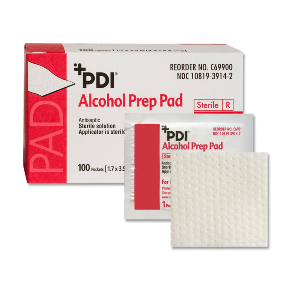 PDI Alcohol Prep Pad, 2 x 3 Inch-Alcohol Prep Pad PDI 70% Strength Isopropyl Alcohol Individual Packet Sterile