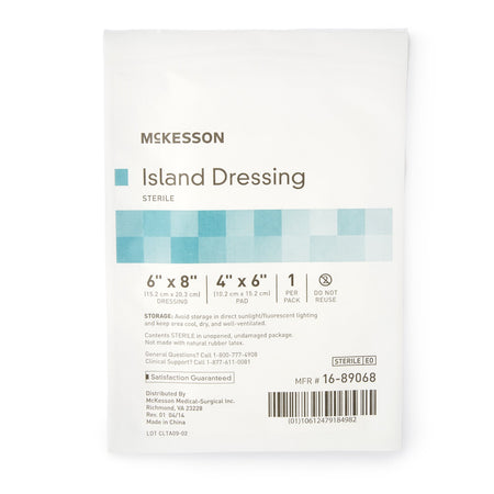 McKesson White Adhesive Dressing, 6 x 8 Inch-Island Dressing McKesson 6 X 8 Inch Rectangle Sterile