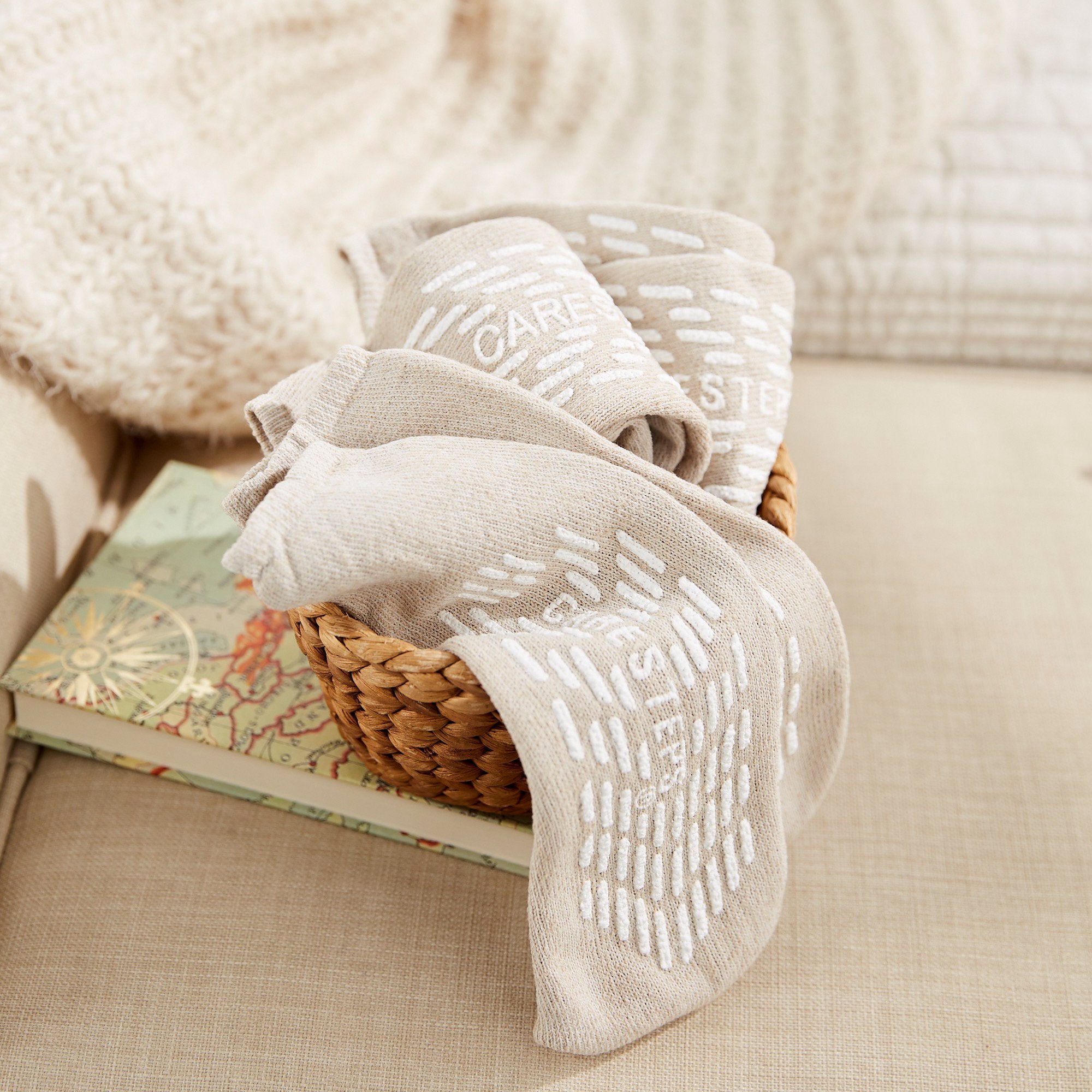 Care-Steps® Single Tread Slipper Socks, Large, Beige - Apparel>Slippers and Slipper Socks - The Pillow Factory Division