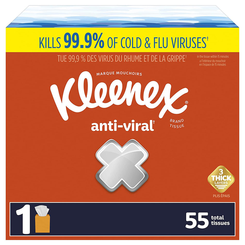 Facial Tissue Kleenex® Anti-Viral White 8-1/5 X 8-1/5 Inch 55 Count - Housekeeping>Facial Tissues - Kimberly Clark