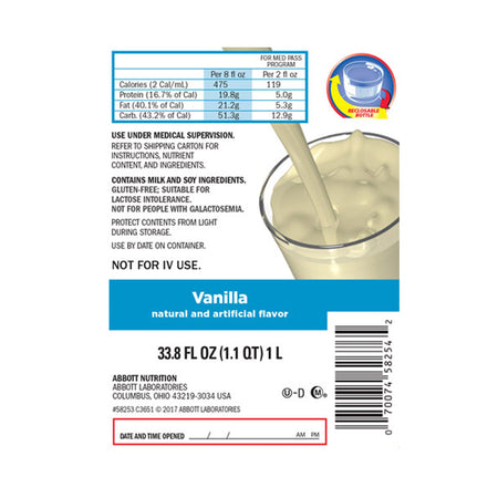Hi-Cal Vanilla High-Calorie Oral Supplement, Ideal for Med Pass Program, 1 liter bottle-Oral Supplement Hi-Cal Vanilla Flavor Liquid 33.8 oz. Bottle