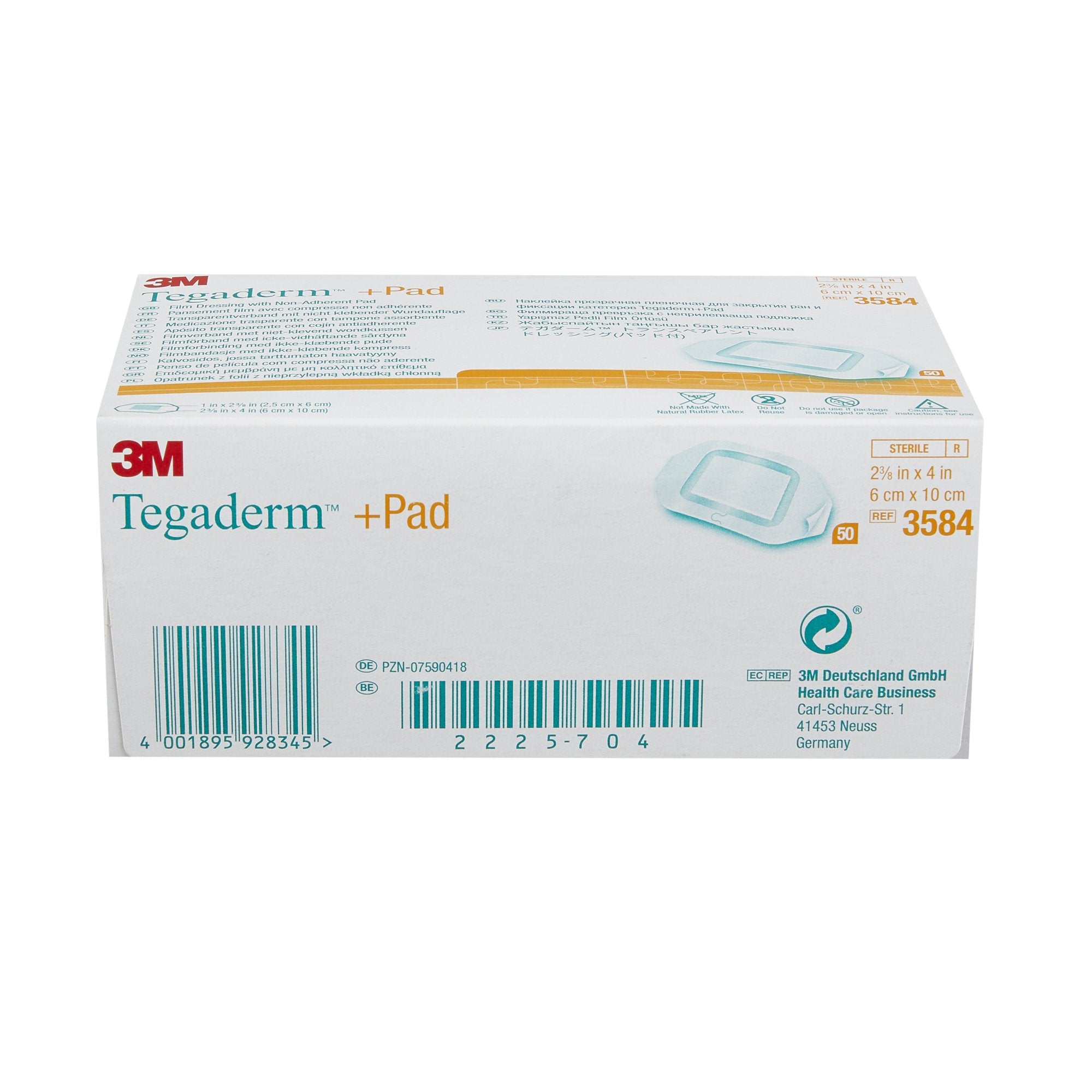 3M Tegaderm Transparent Film Dressing with Pad, 2-3/8 x 4 Inch-Transparent Film Dressing with Pad 3M Tegaderm 2-3/8 X 4 Inch Frame Style Delivery Rectangle Sterile