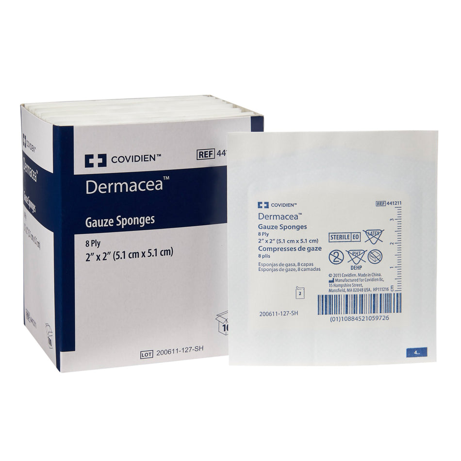 Dermacea� Sterile Gauze Sponge, 2 x 2 Inch, 8-Ply-Gauze Sponge Dermacea� 2 X 2 Inch 8-Ply Sterile 10 per Pack