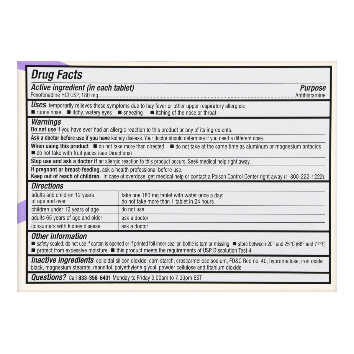 Foster & Thrive 24 Hour Allergy Relief Fexofenadine HCl USP 180 mg Tablets-Allergy Relief Foster & Thrive 180 mg Strength Tablet 30 per Box