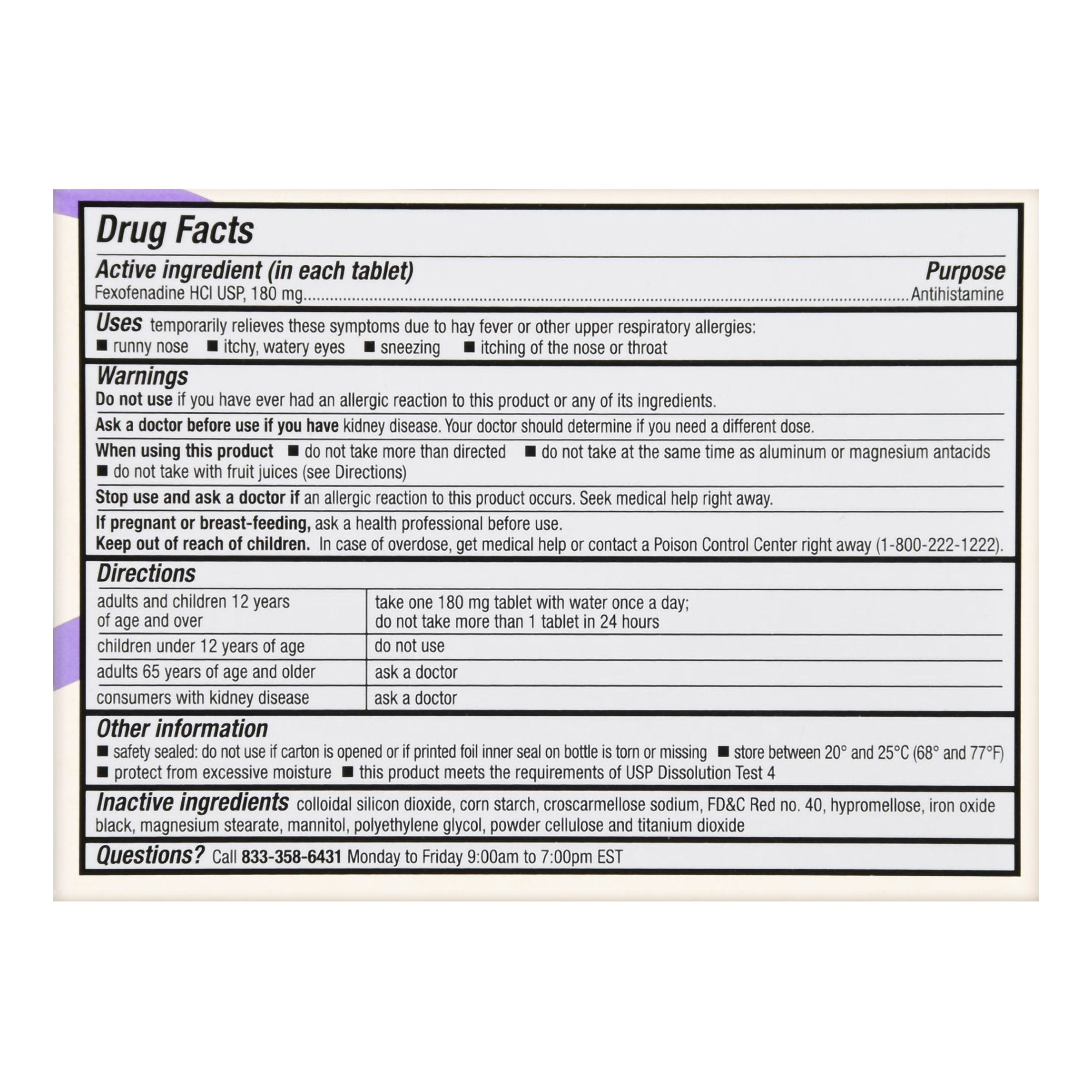 Foster & Thrive 24 Hour Allergy Relief Fexofenadine HCl USP 180 mg Tablets-Allergy Relief Foster & Thrive 180 mg Strength Tablet 30 per Box