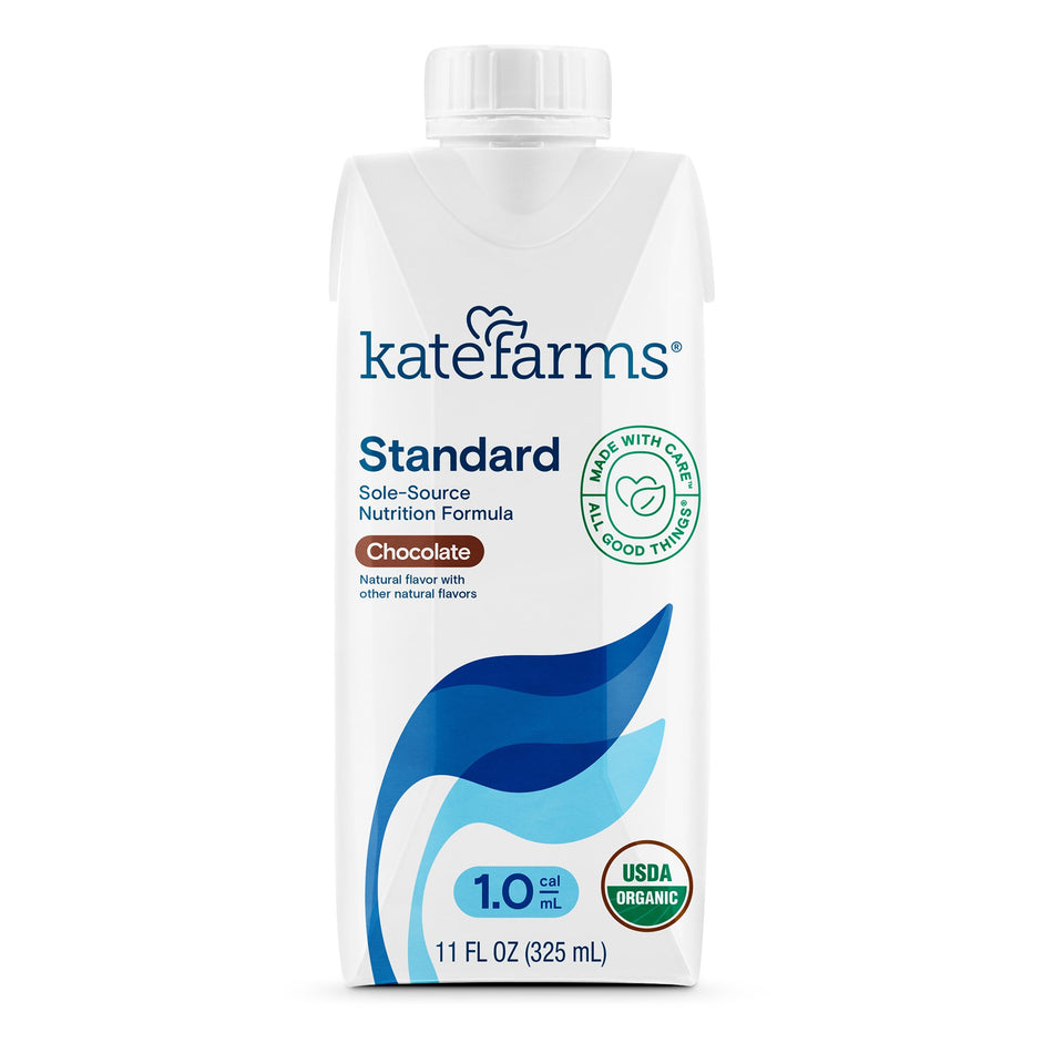 Kate Farms Standard 1.0 Chocolate Sole-Source Nutrition Formula, 11-ounce carton-Oral Supplement Kate Farms Standard 1.0 Chocolate Flavor Liquid 11 oz. Carton