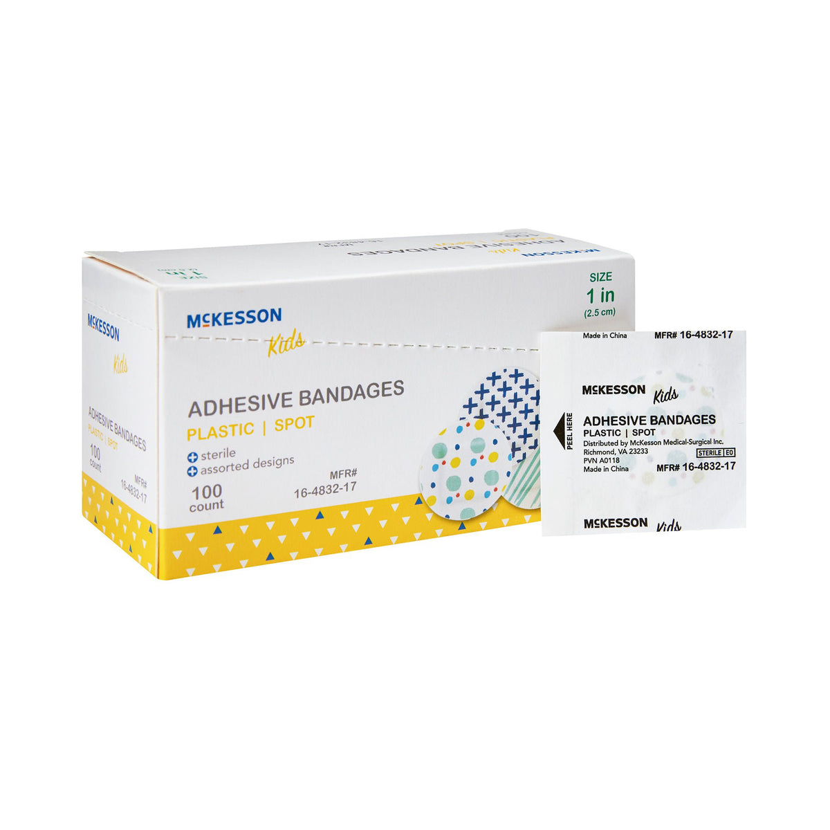 McKesson Kids™ Round Kid Design (Assorted Prints) Adhesive Spot Bandage, 1 Inch - Wound Care>General Wound Care>Adhesive B...