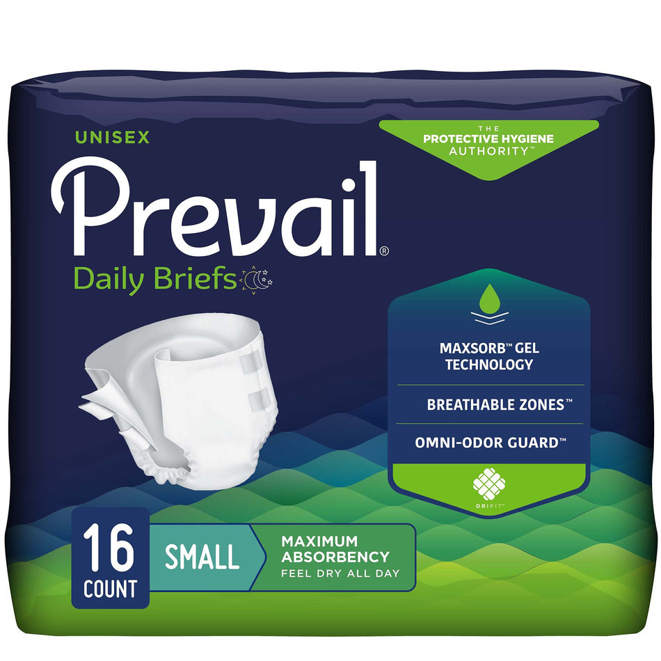 Prevail Maximum Incontinence Brief, Small-Unisex Adult Incontinence Brief Prevail Daily Small Disposable Heavy Absorbency