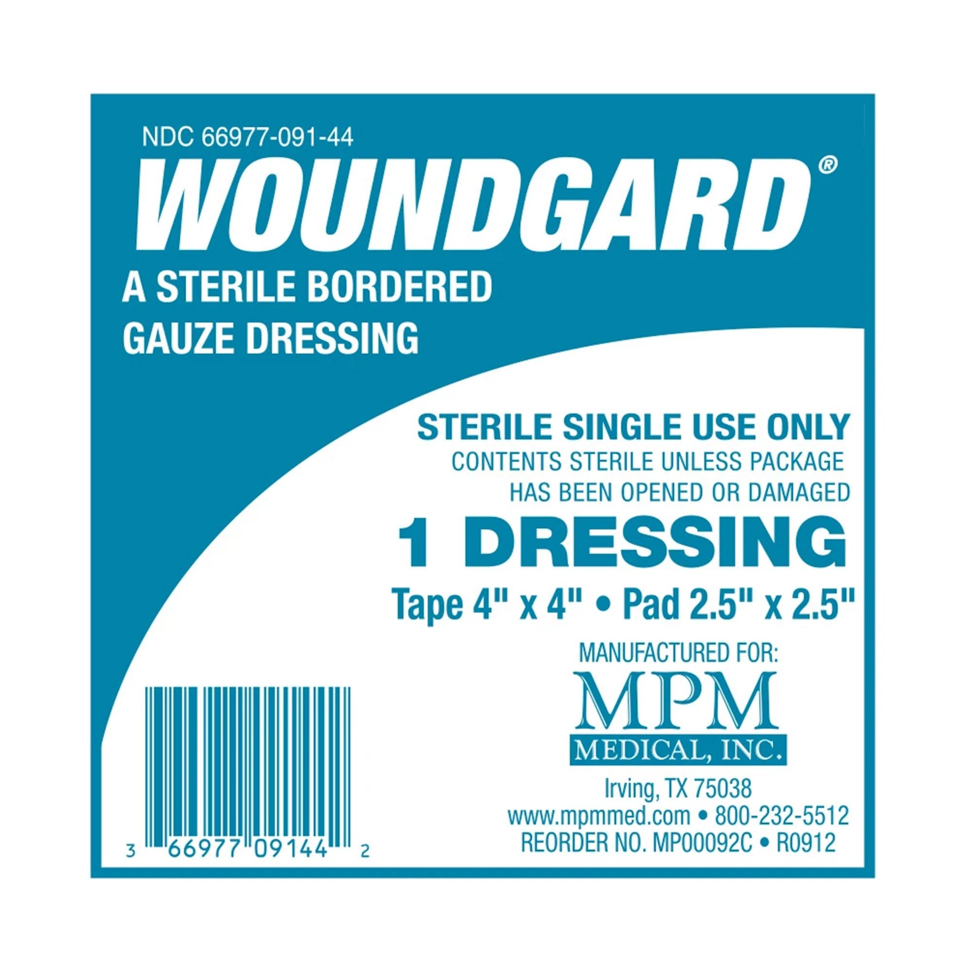 WoundGard White Adhesive Dressing, 4 x 4 Inch-Island Dressing WoundGard 4 X 4 Inch Square Sterile
