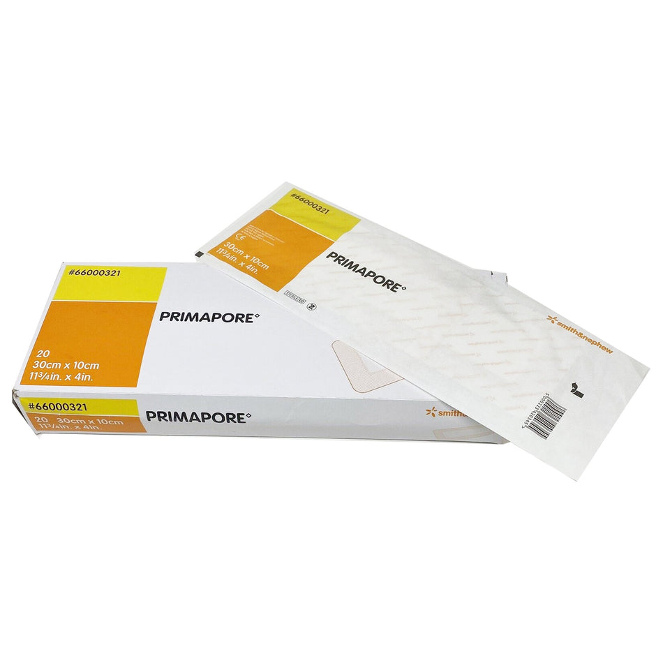 Primapore Adhesive Dressing, 10 x 30 Centimeter-Island Dressing Primapore 4 X 11-3/4 Inch Rectangle Sterile