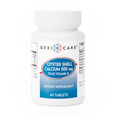 Geri-Care Oyster Shell Calcium with Vitamin D-3 Joint Health Supplement-Joint Health Supplement Geri-Care Oyster Shell 500 mg Strength Tablet 60 per Bottle