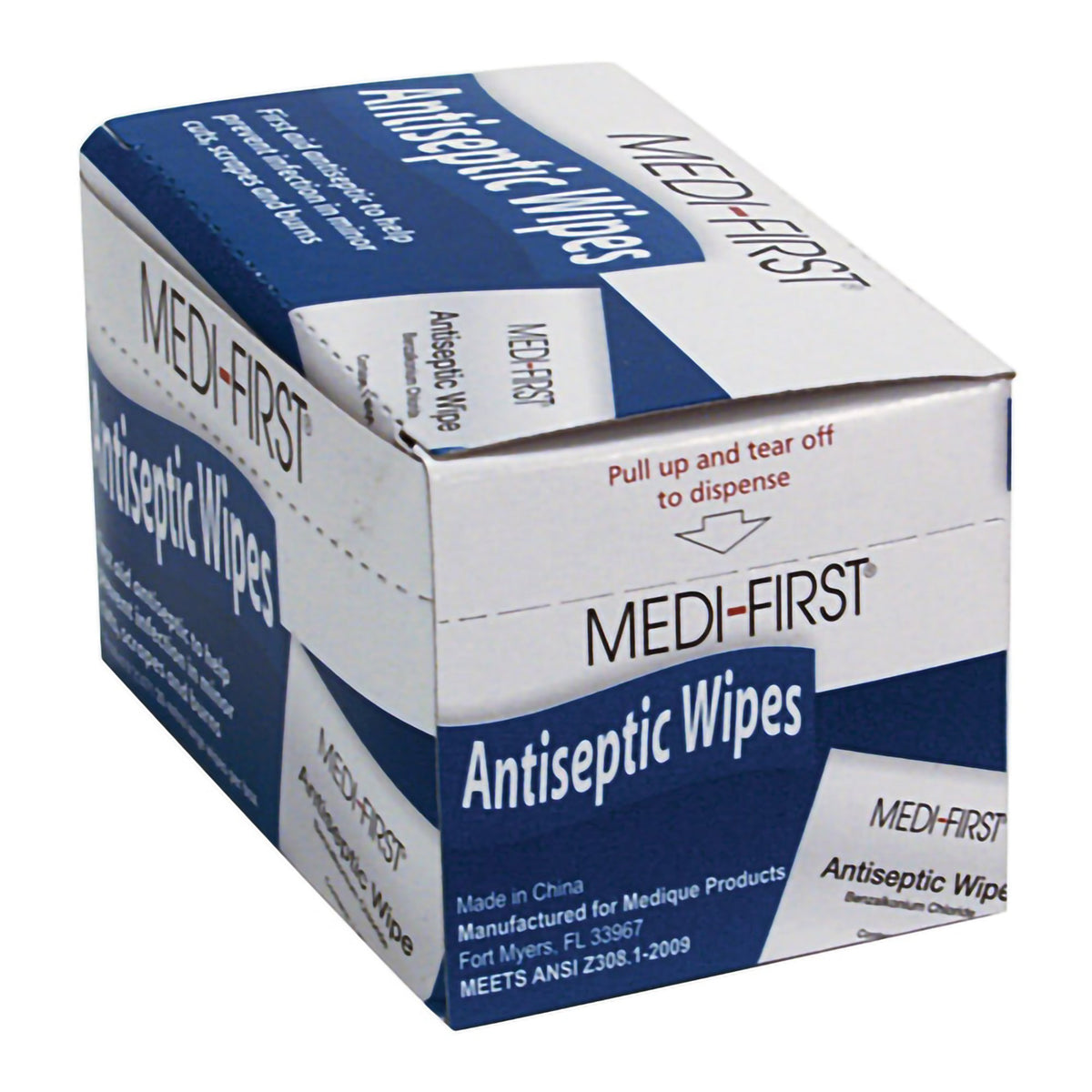Medi First Sanitizing Skin Wipe-First Aid Kit Refill Antiseptic Skin Towelette Medi-First Individual Packet Scented 20 Count