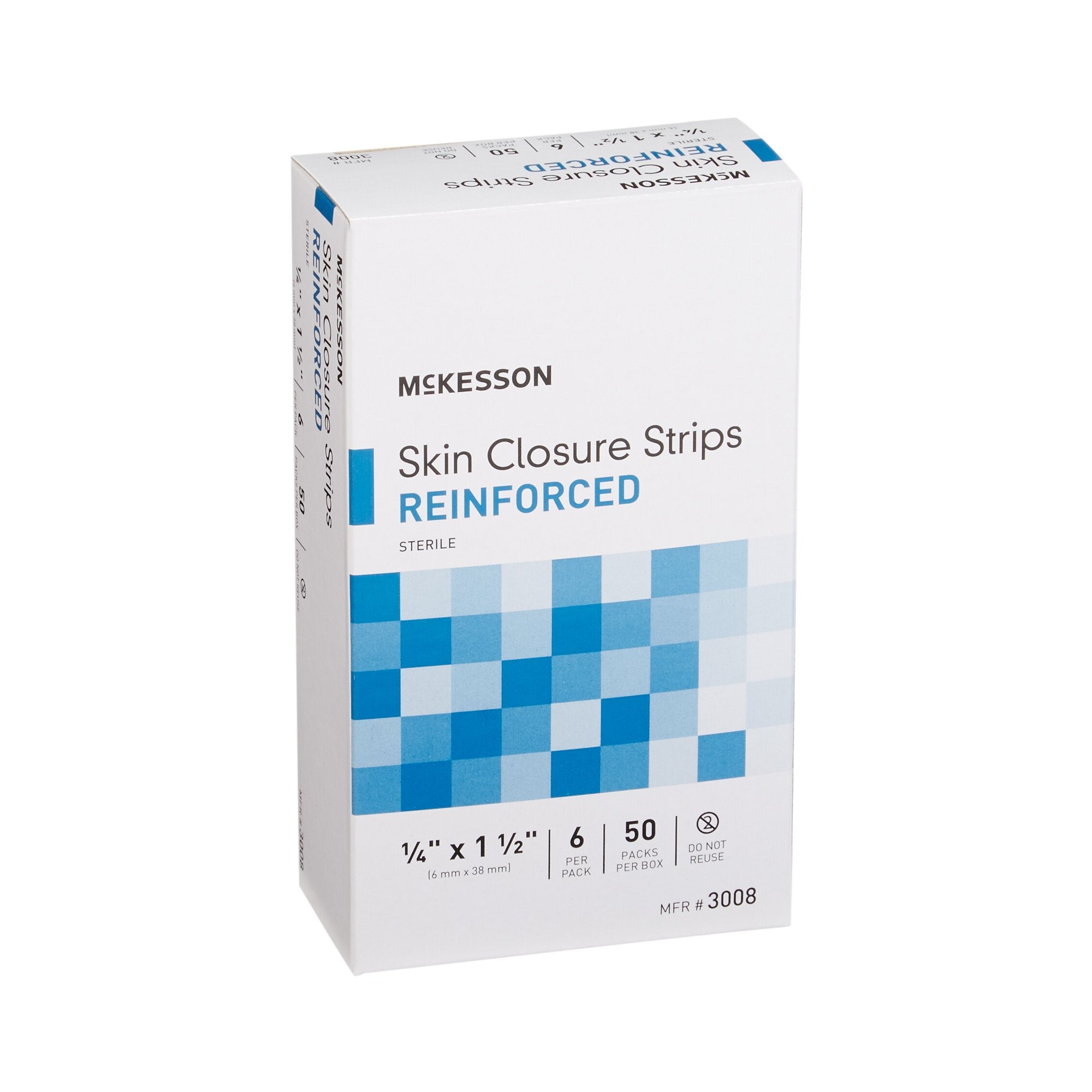 McKesson Skin Closure Reinforced Strip, X 1 Inch-Skin Closure Strip McKesson 1/4 X 1-1/2 Inch Nonwoven Material Reinforced Strip White