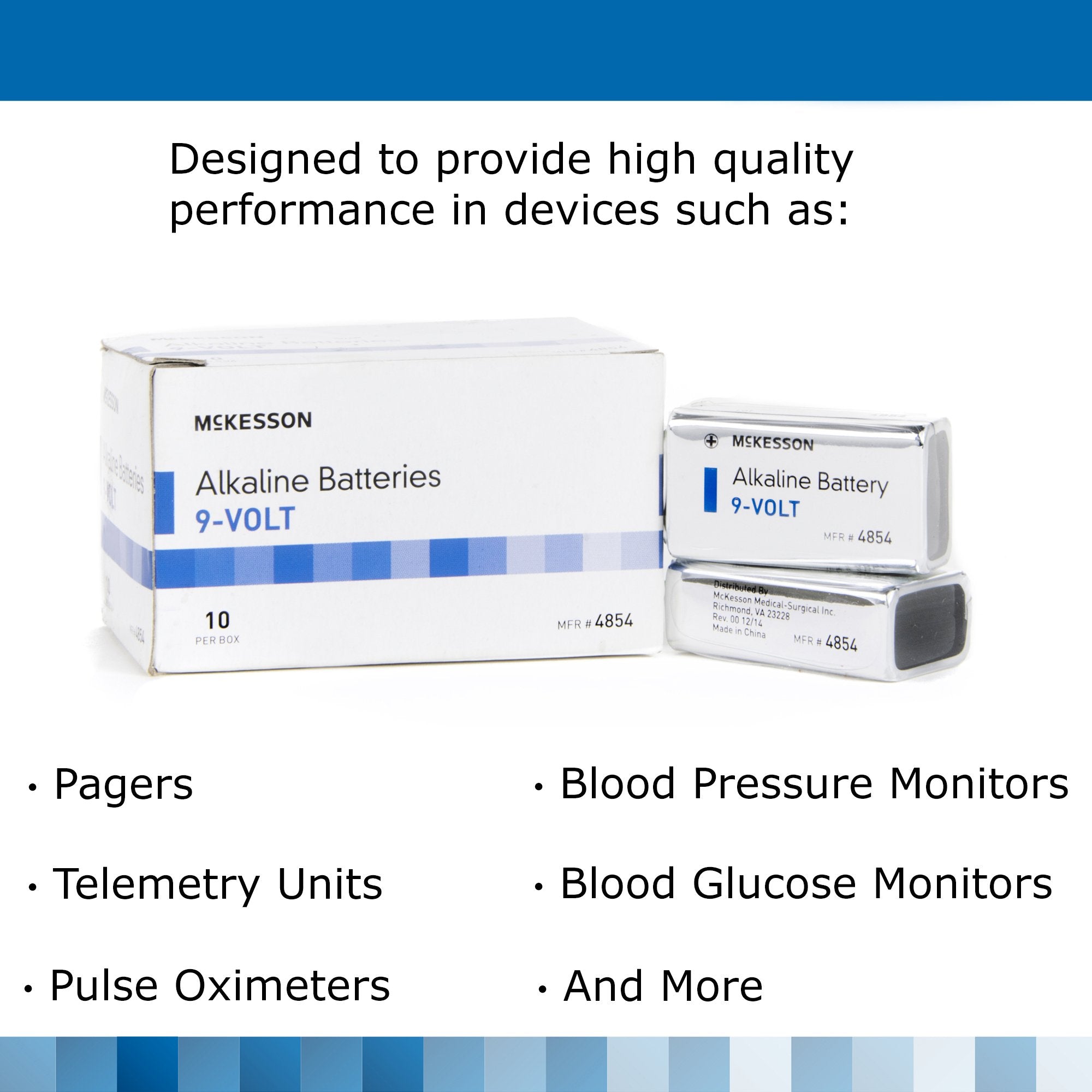 McKesson Alkaline Battery, 9V Cell-Alkaline Battery McKesson 9V Cell 9V Disposable 10 Pack
