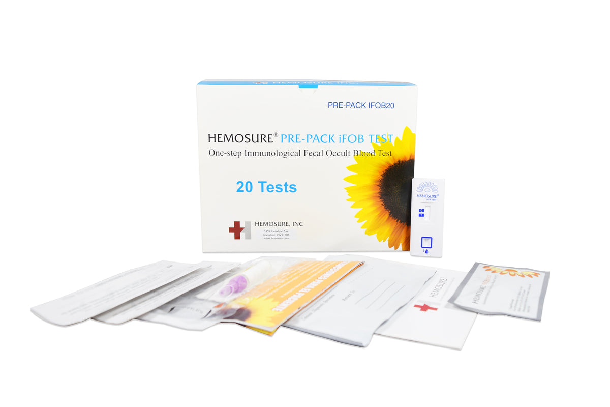 Hemosure Fecal Occult Blood (iFOB or FIT) Colorectal Cancer Screening Test Kit-Cancer Screening Test Kit Hemosure Fecal Occult Blood Test (iFOB or FIT) 20 Tests CLIA Waived